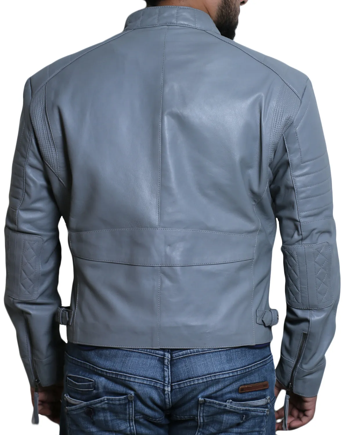 Leather Jackets Hub Mens Genuine Lambskin Leather Jacket (Black, Racer Jacket) - 1501025