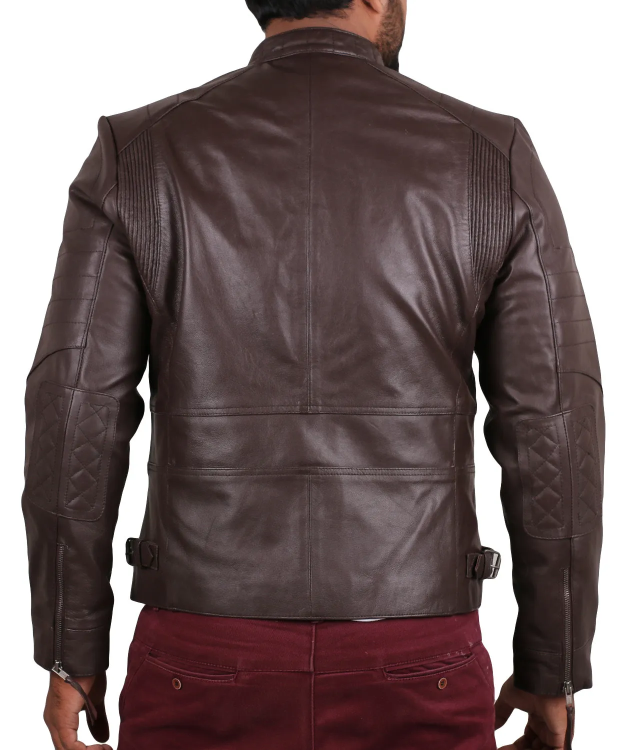 Leather Jackets Hub Mens Genuine Lambskin Leather Jacket (Black, Racer Jacket) - 1501025