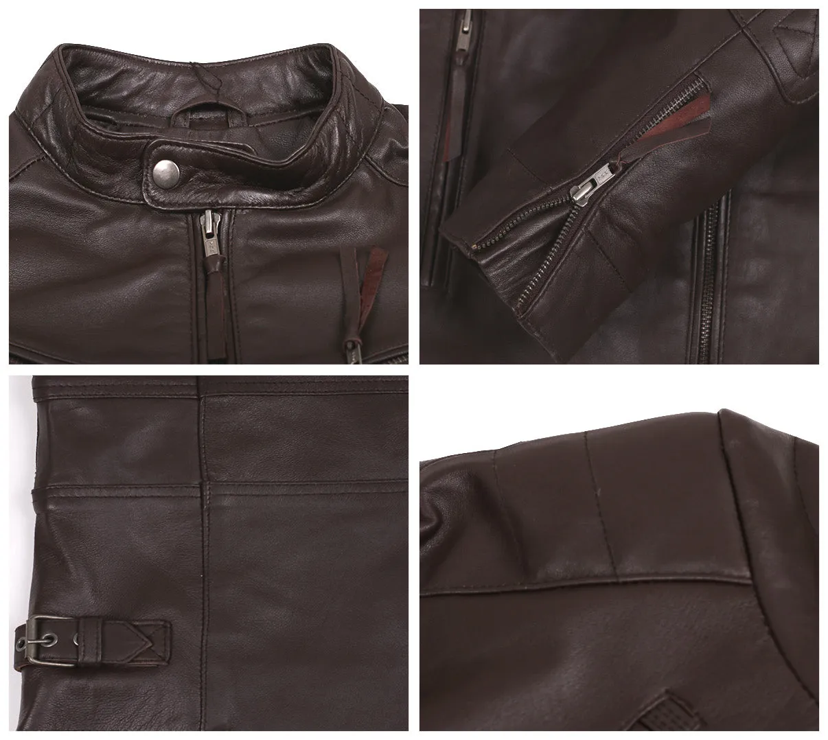 Leather Jackets Hub Mens Genuine Lambskin Leather Jacket (Black, Racer Jacket) - 1501025
