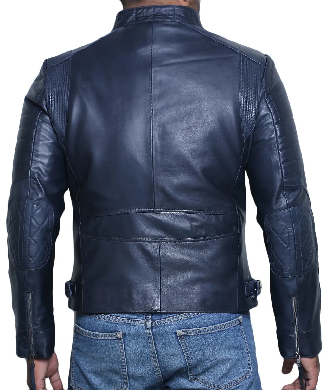Leather Jackets Hub Mens Genuine Lambskin Leather Jacket (Black, Racer Jacket) - 1501025
