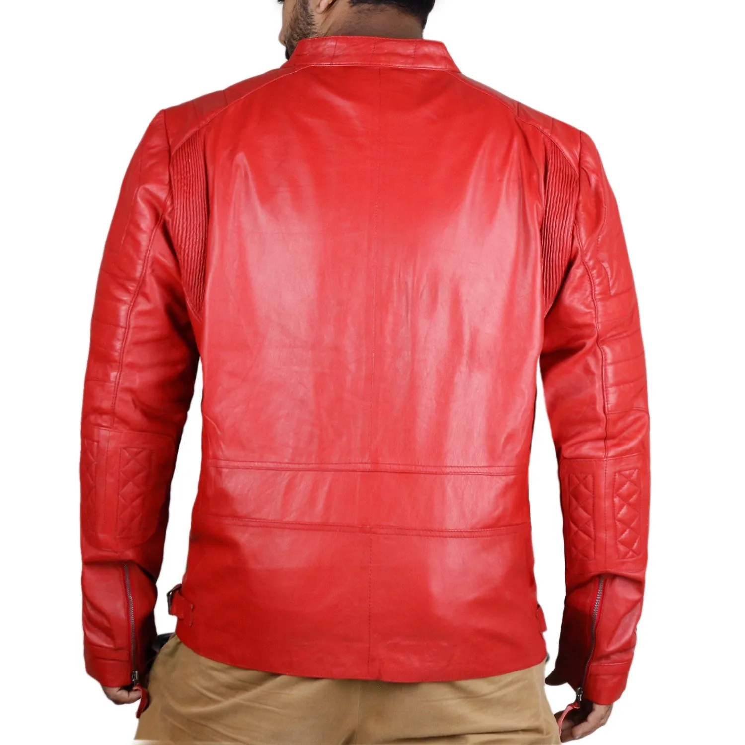 Leather Jackets Hub Mens Genuine Lambskin Leather Jacket (Black, Racer Jacket) - 1501025