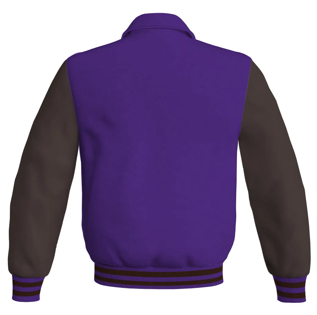 Luxury Bomber Classic Jacket Purple Body and Brown Leather Sleeves
