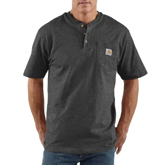 Men's Loose Fit Heavyweight Short-sleeve Pocket Henley T-shirt