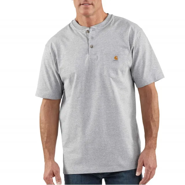 Men's Loose Fit Heavyweight Short-sleeve Pocket Henley T-shirt
