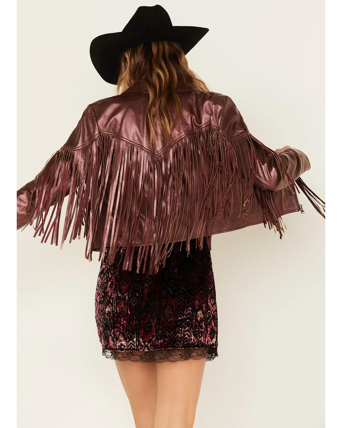 Metallic Fringe Leather Moto Jacket