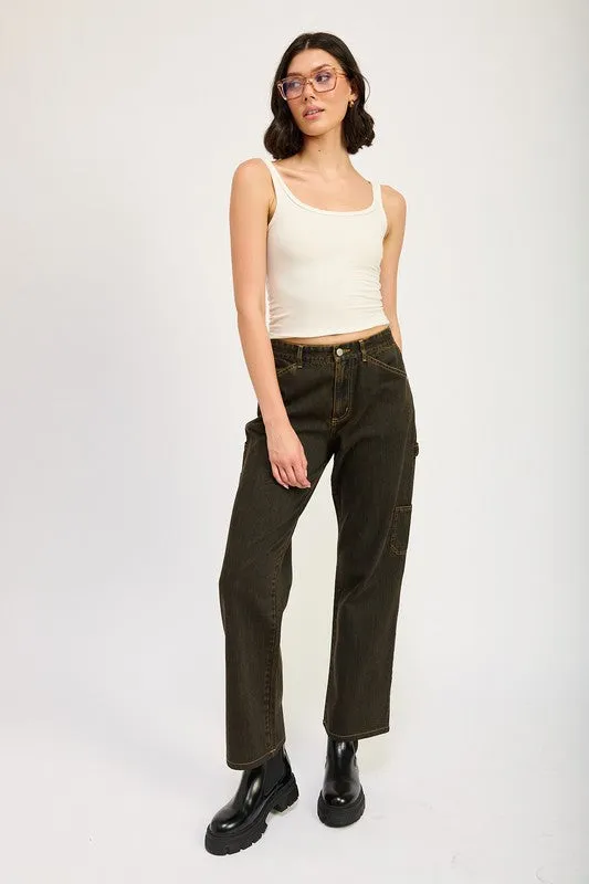 Mid Rise Front Pocket Jeans