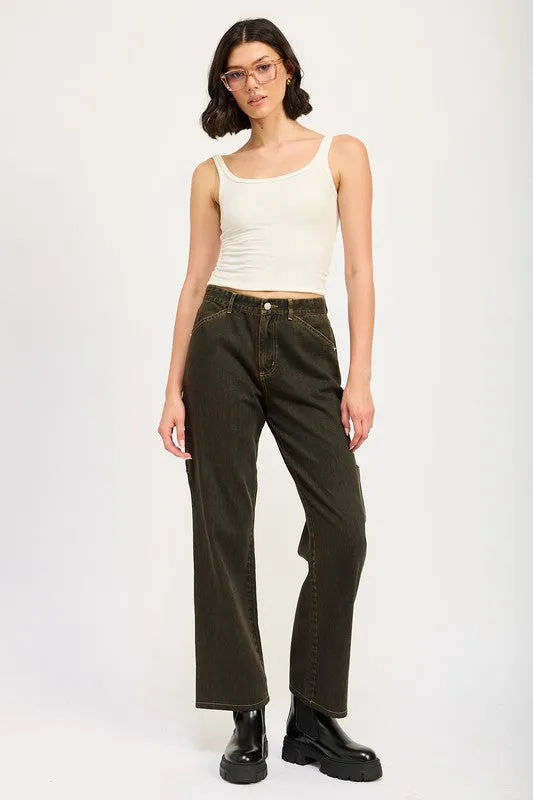 Mid Rise Front Pocket Jeans