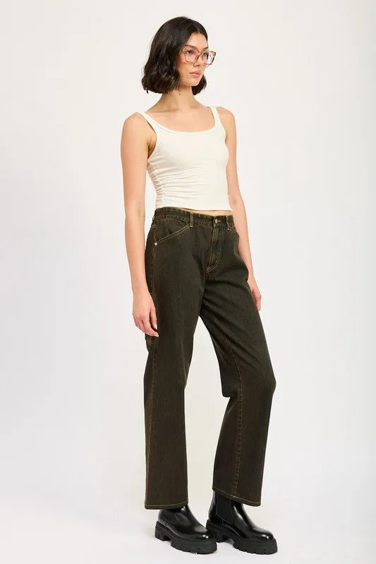 Mid Rise Front Pocket Jeans