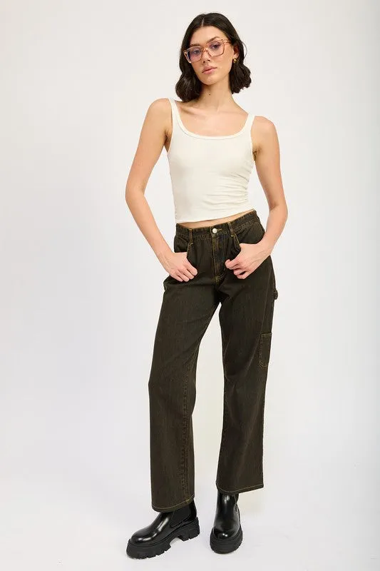 Mid Rise Front Pocket Jeans