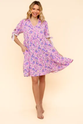 PLUS KNEE LENGTH DRESS W/ BOW TIE SHORT SLEEVES