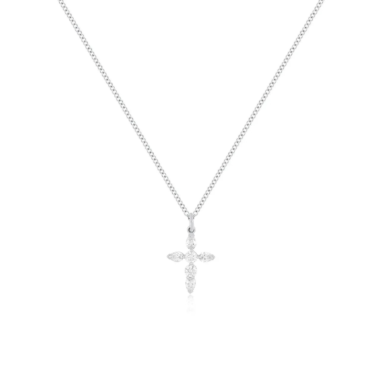 Prong Set Diamond Cross Necklace