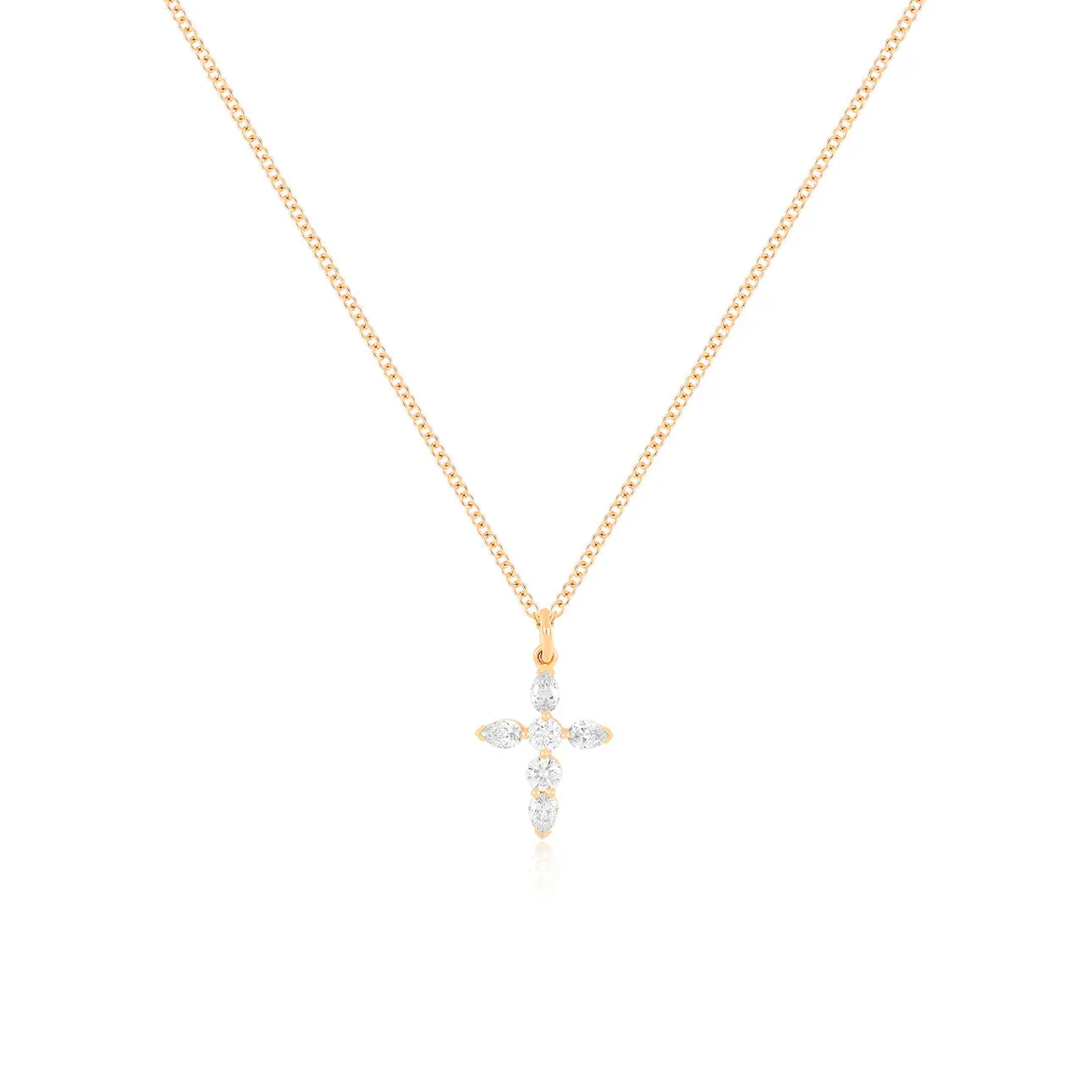 Prong Set Diamond Cross Necklace