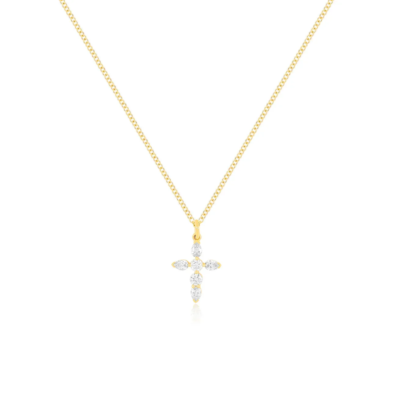 Prong Set Diamond Cross Necklace