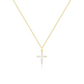 Prong Set Diamond Cross Necklace