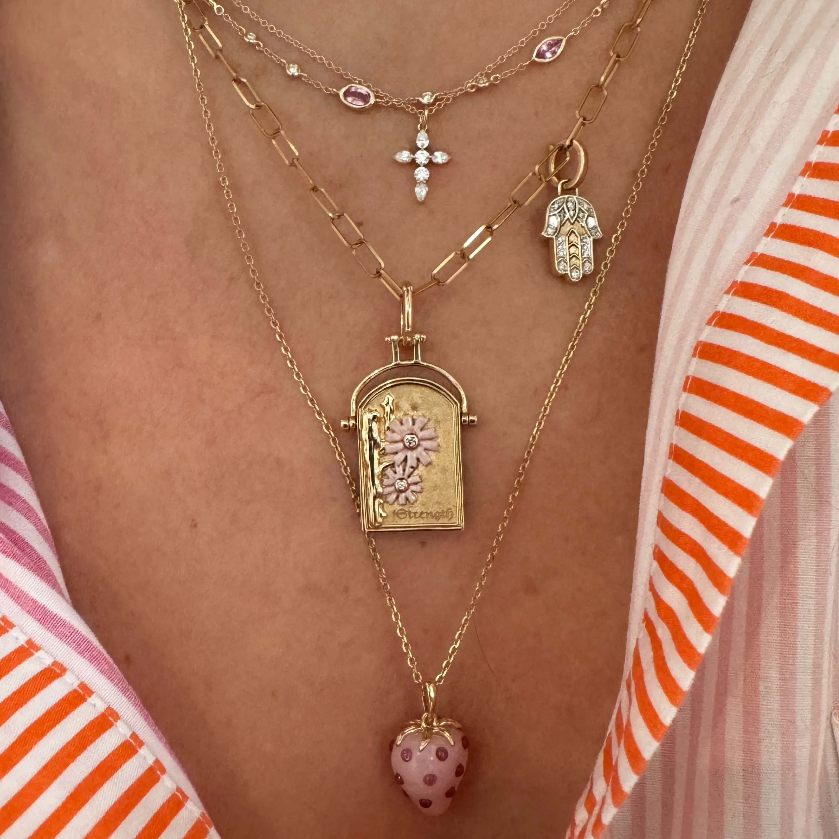 Prong Set Diamond Cross Necklace