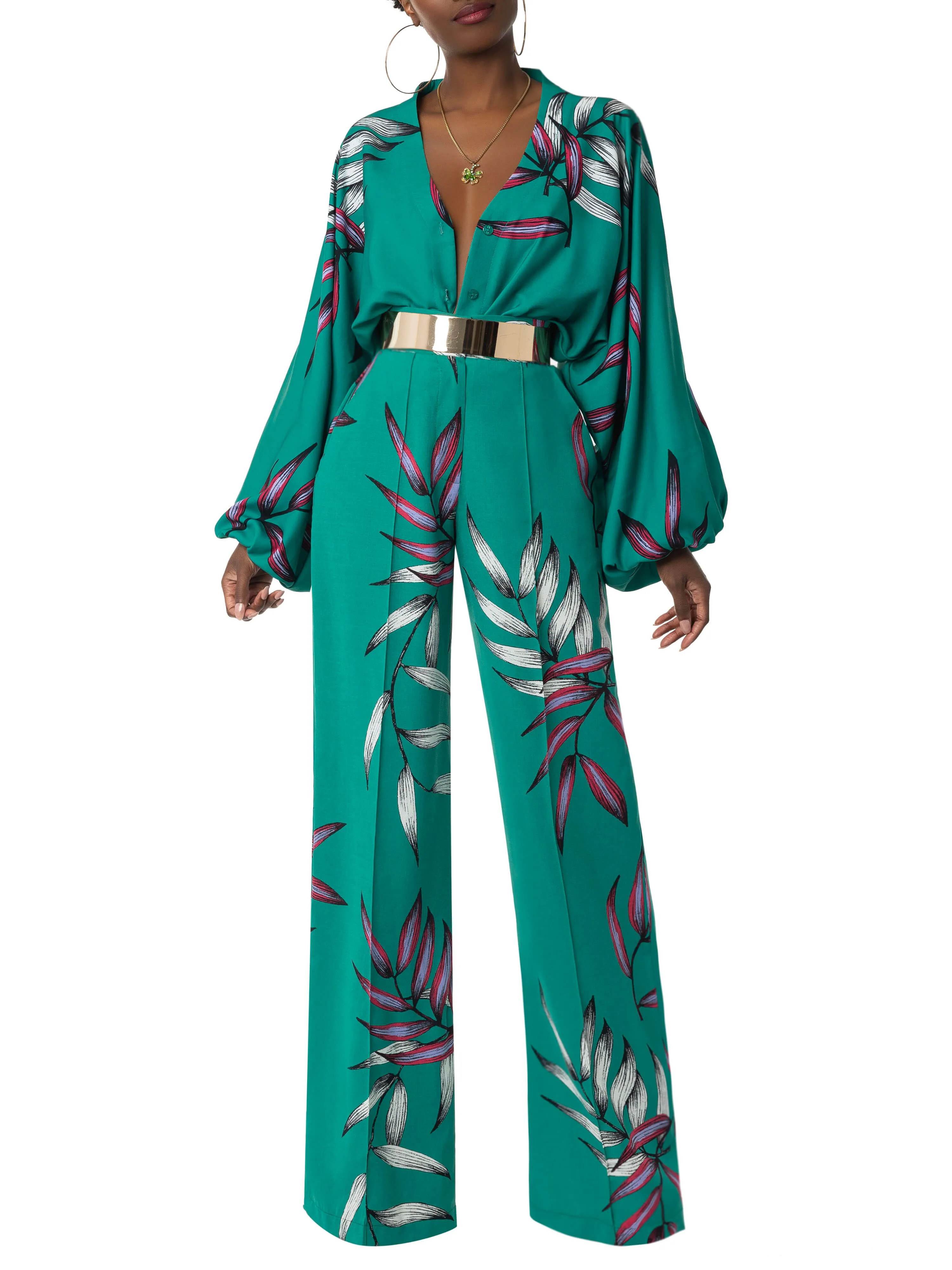 "Jade" Print High Waist Pants