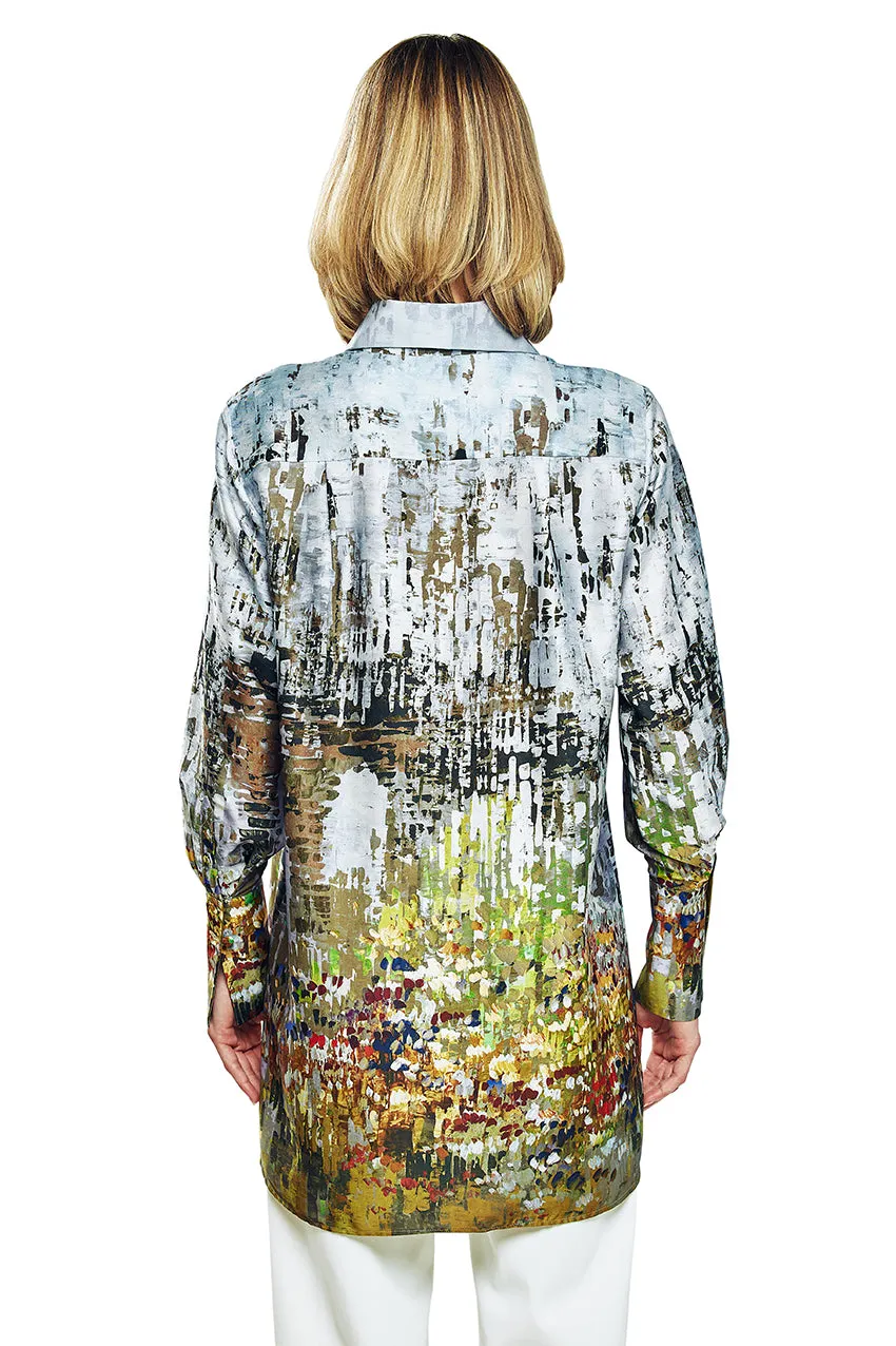 Silk Button-Front Shirt