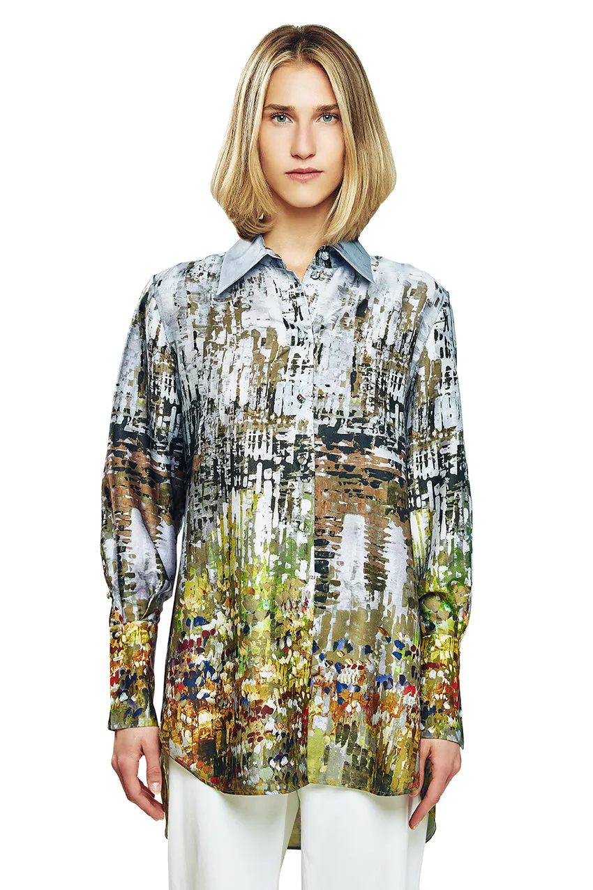 Silk Button-Front Shirt