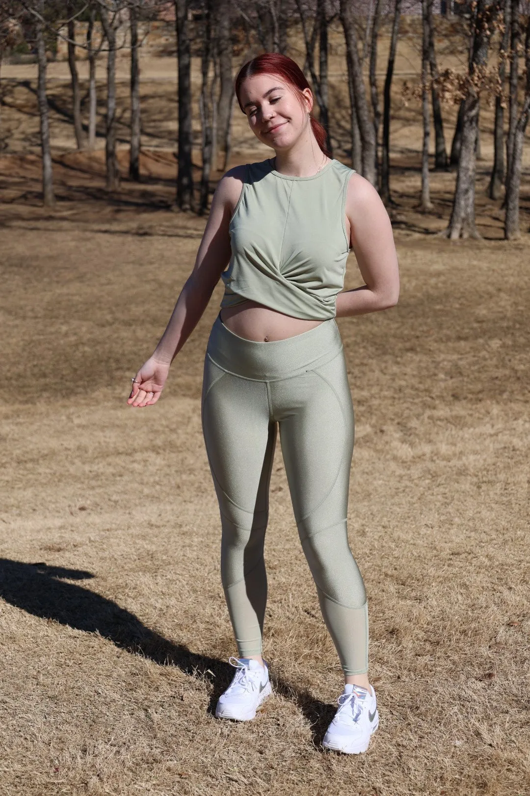 Silky sage mesh leggings