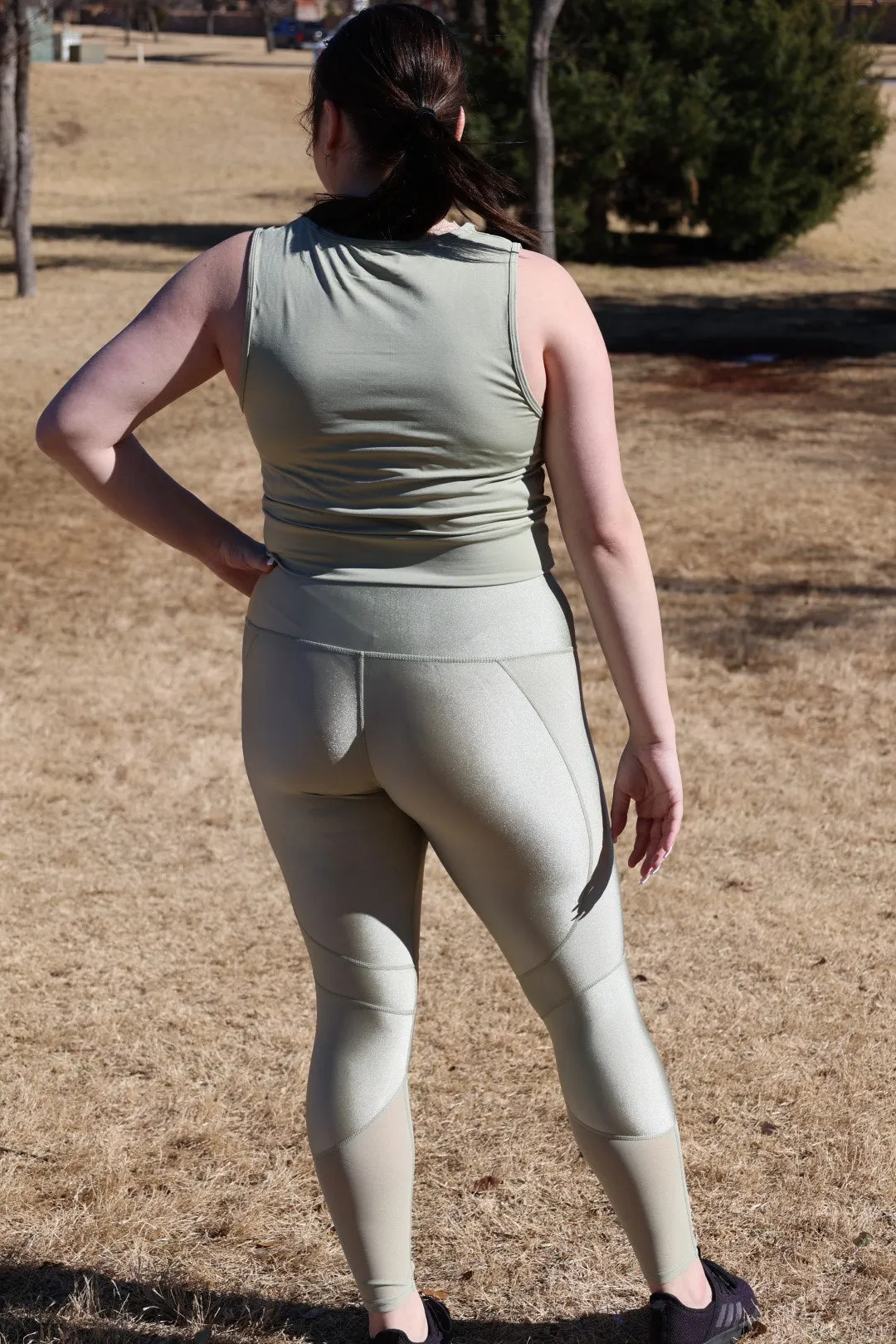 Silky sage mesh leggings
