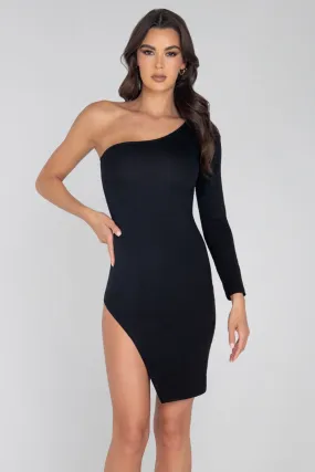 Single Shoulder Split Bodycon Dress