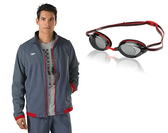 SPEEDO Youth Tech Warm Up Jacket Vanquisher 2.0 Goggle Bundle(Random Color will be ship out)