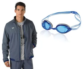 SPEEDO Youth Tech Warm Up Jacket Vanquisher 2.0 Goggle Bundle(Random Color will be ship out)