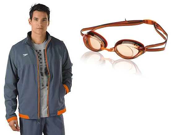 SPEEDO Youth Tech Warm Up Jacket Vanquisher 2.0 Goggle Bundle(Random Color will be ship out)