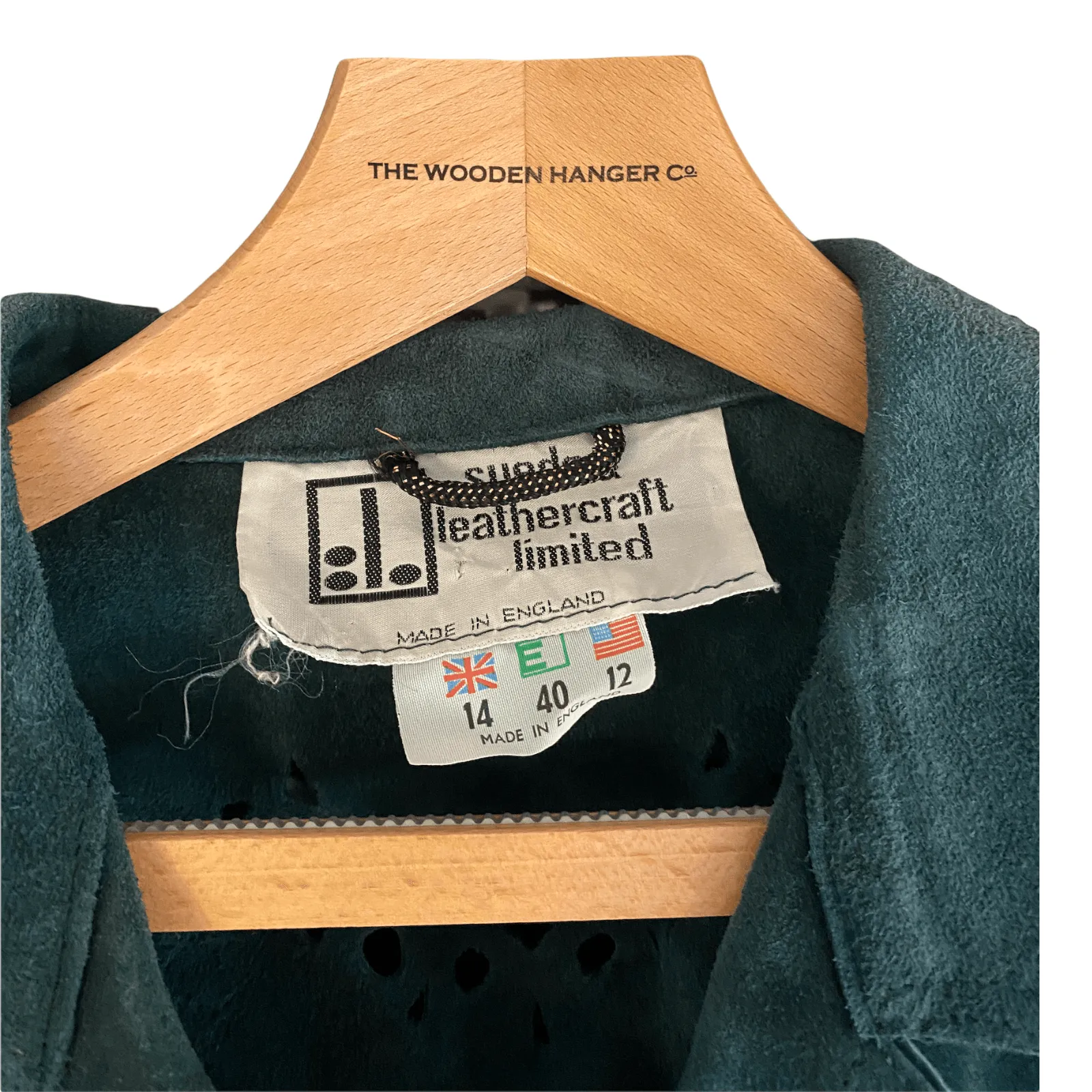Suede and Leathercraft Vintage Suede Jacket Green Belted UK Size 12