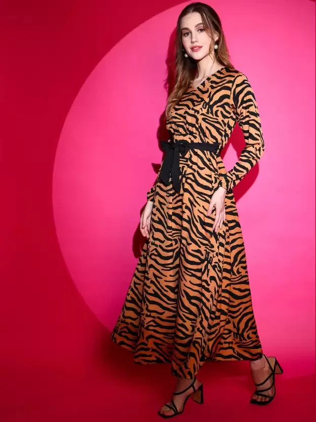 Sunset Noir Fit and Flare Maxi Dress