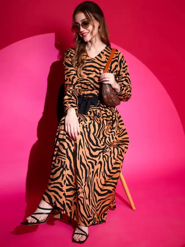 Sunset Noir Fit and Flare Maxi Dress