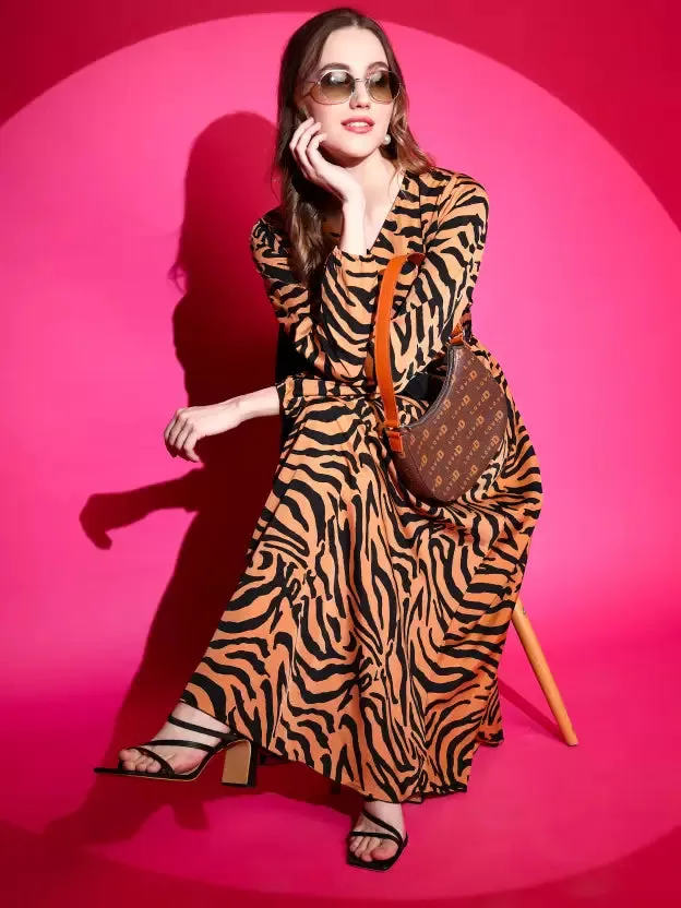 Sunset Noir Fit and Flare Maxi Dress