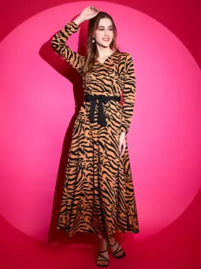 Sunset Noir Fit and Flare Maxi Dress