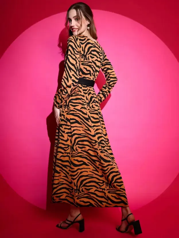 Sunset Noir Fit and Flare Maxi Dress
