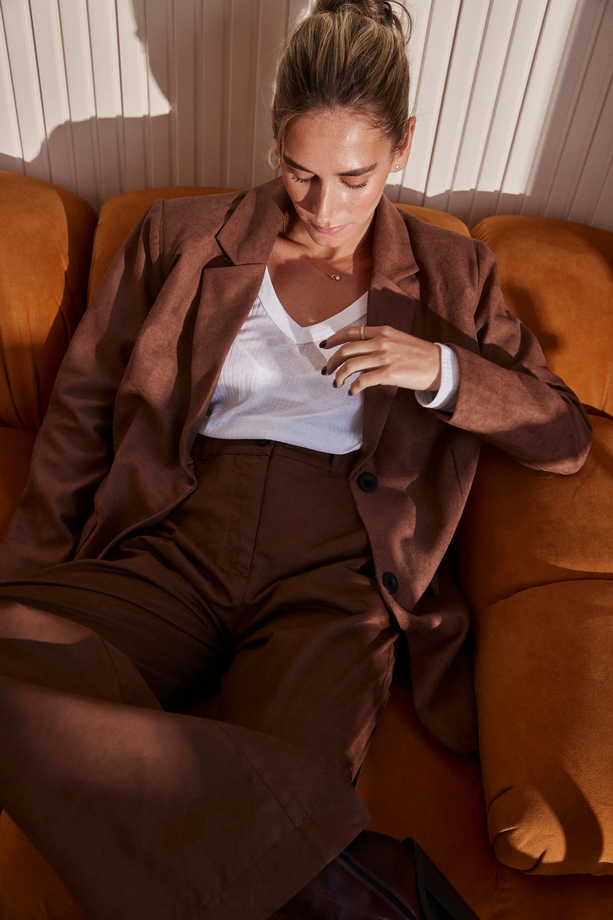 Tan Suede Boxy Blazer