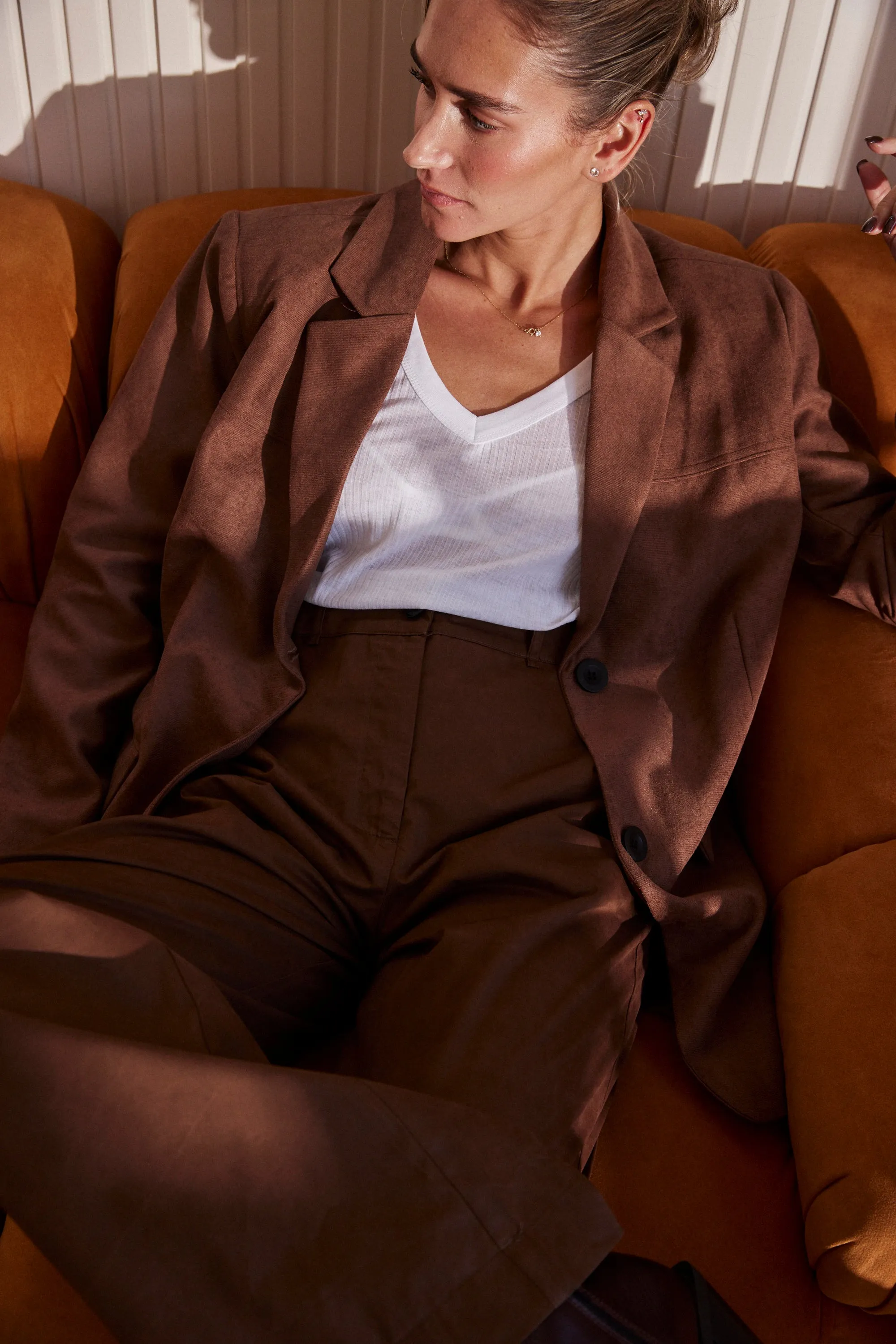 Tan Suede Boxy Blazer