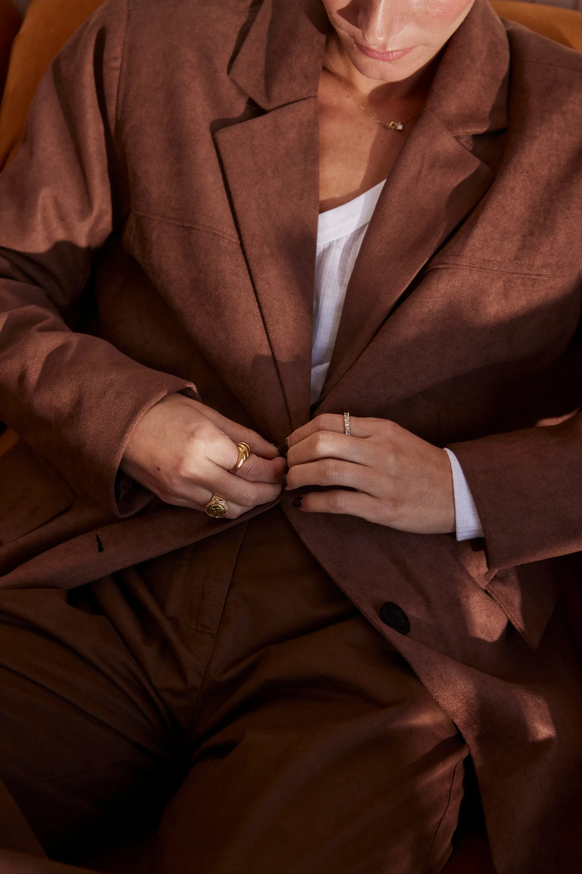 Tan Suede Boxy Blazer