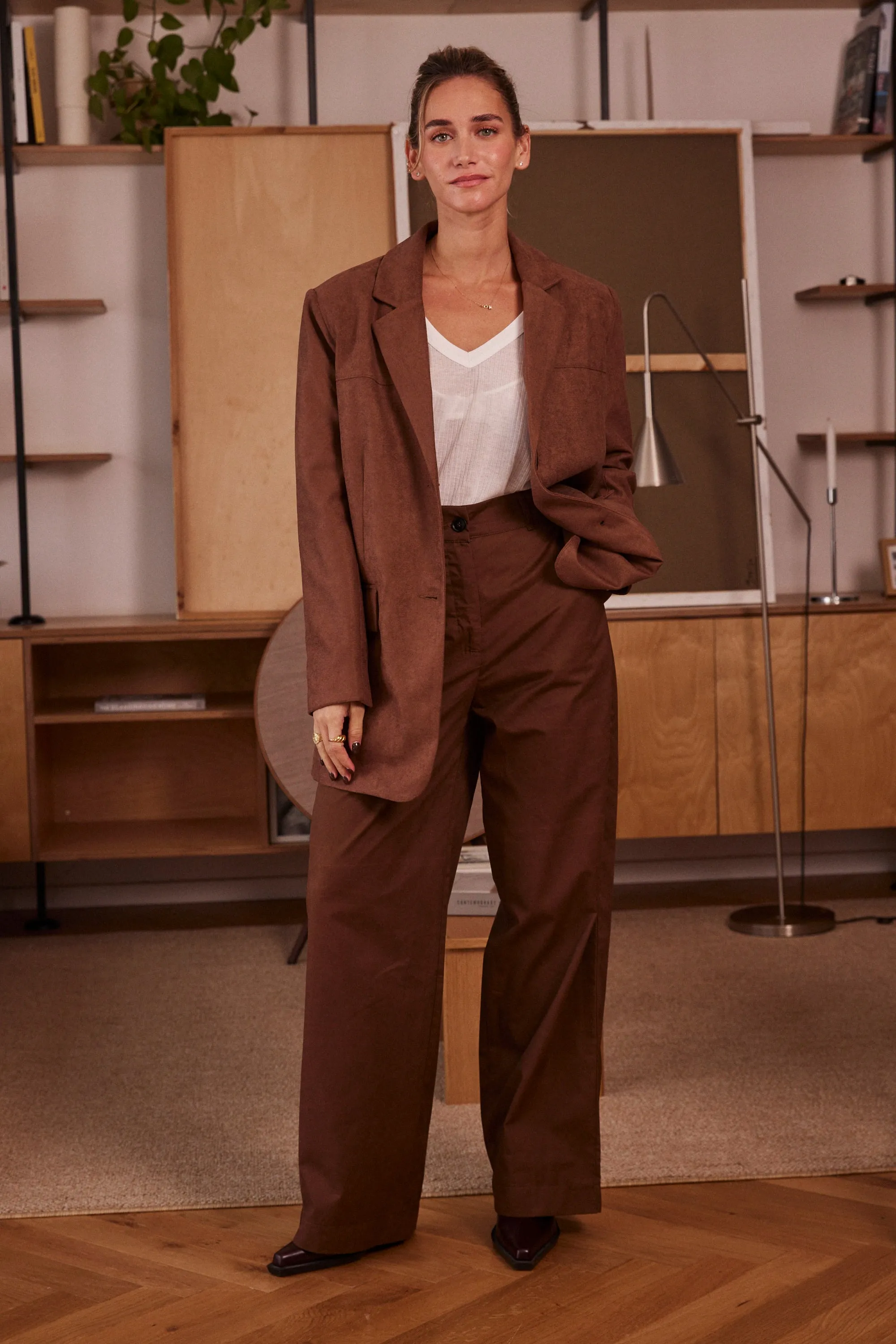 Tan Suede Boxy Blazer