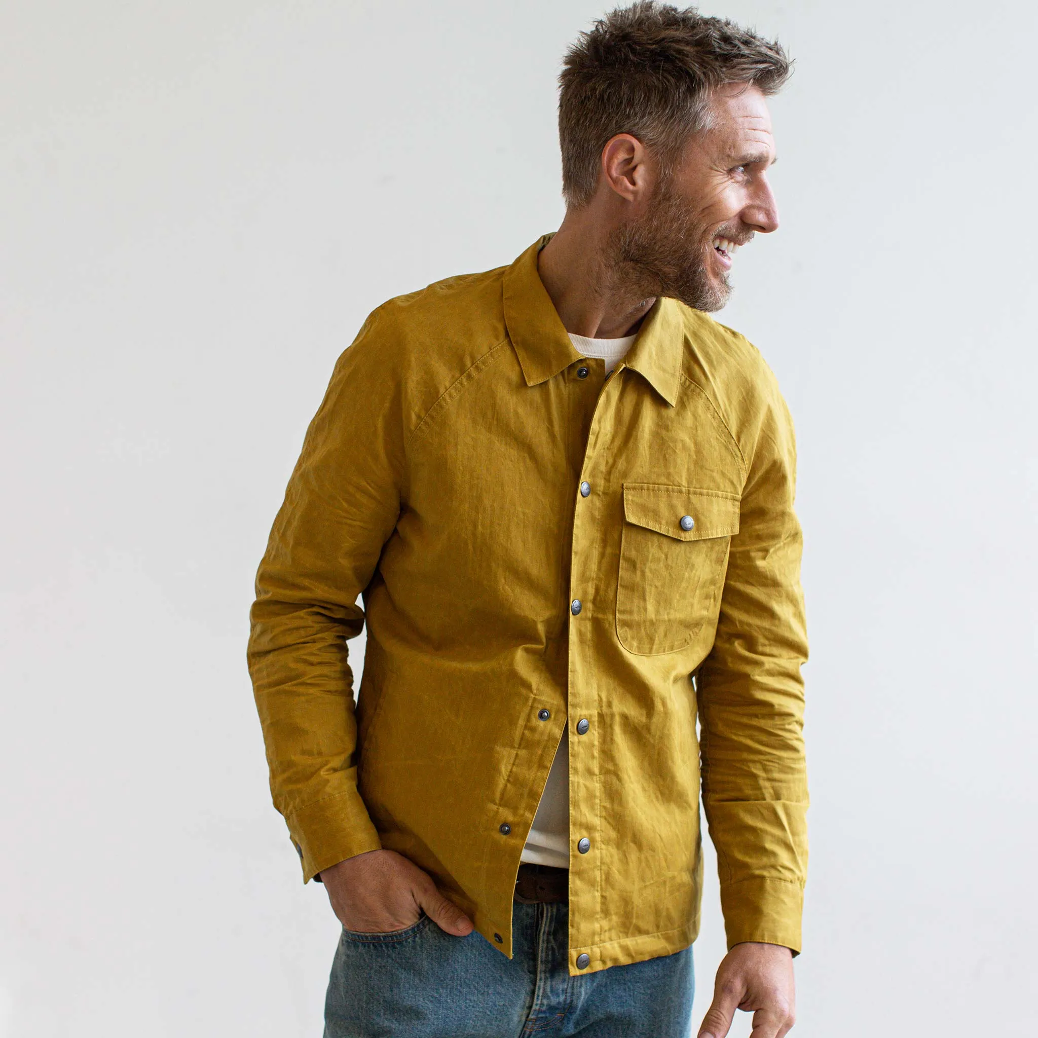 The Lombardi Jacket in Mustard Dry Wax