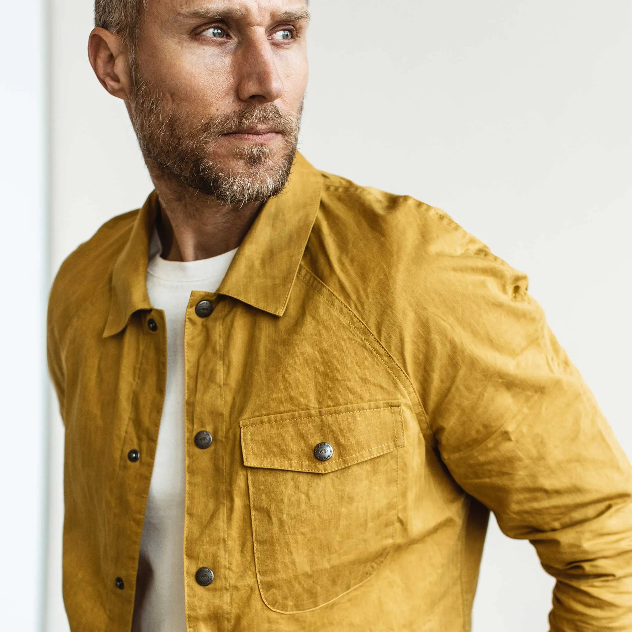 The Lombardi Jacket in Mustard Dry Wax