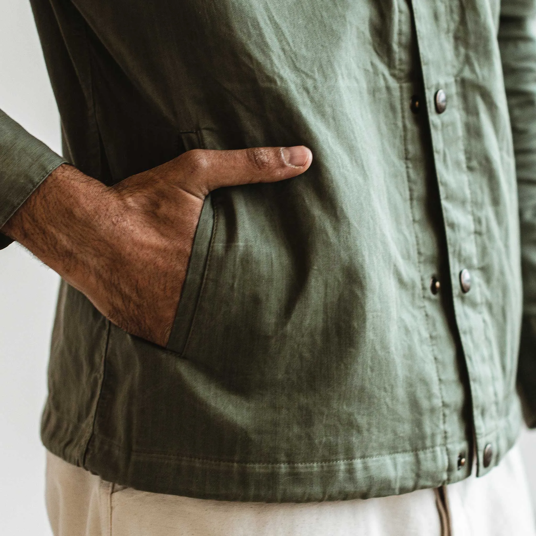 The Lombardi Jacket in Olive Dry Wax