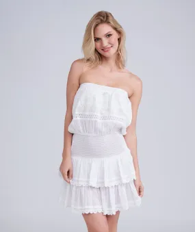 White Strapless Lace Bandeau Beach Dress