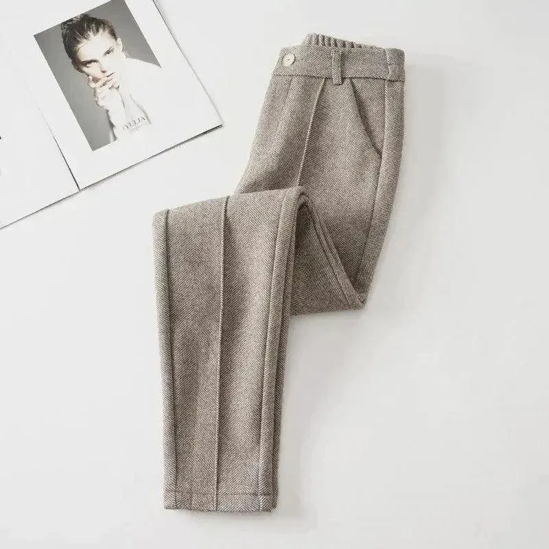 Women’s Wool Blend High Waist Business Casual Pants