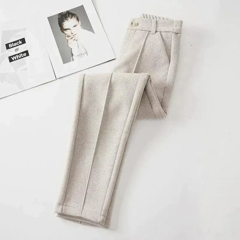 Women’s Wool Blend High Waist Business Casual Pants