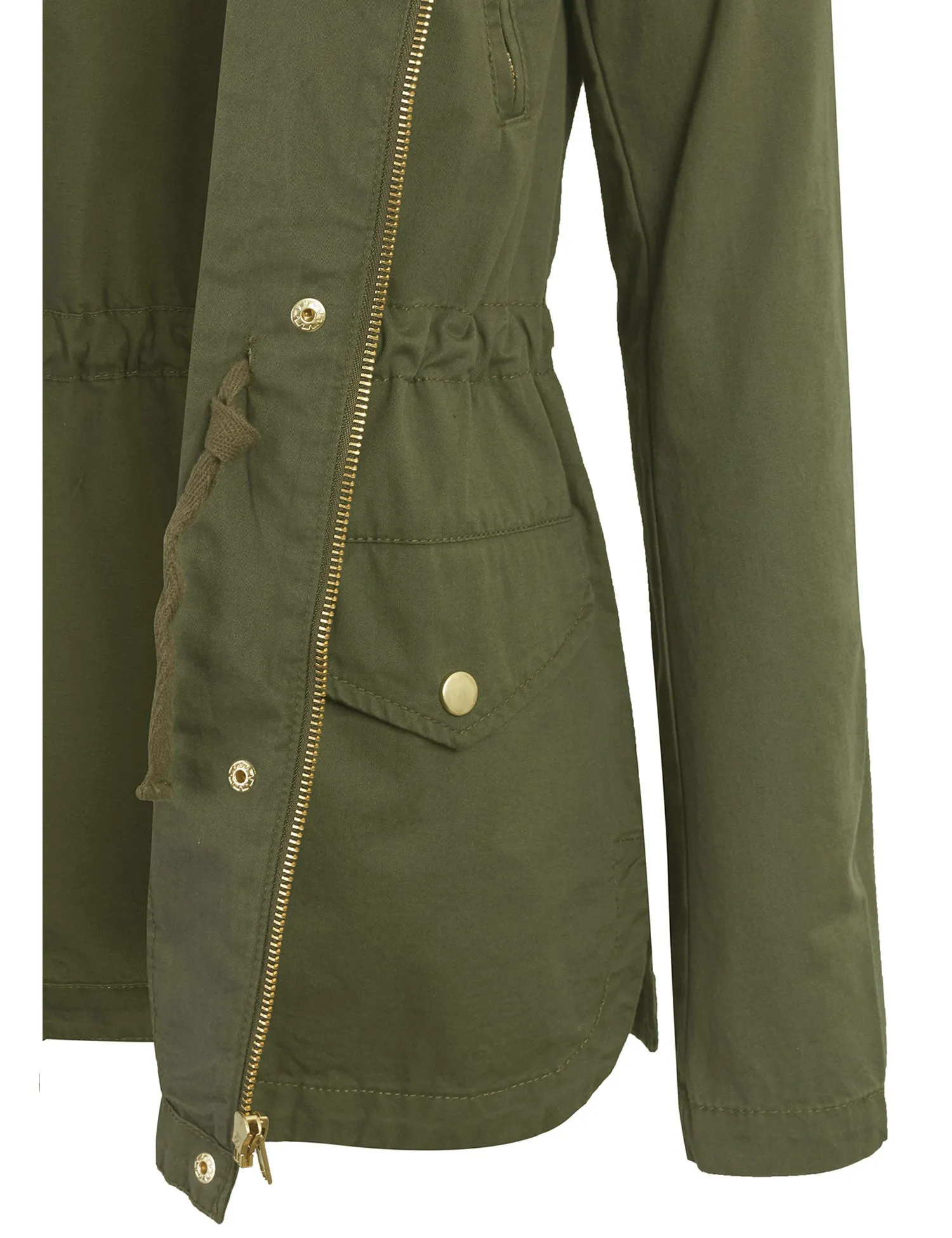 Womens Zip Up Military Anorak Safari Jacket with Hoodie