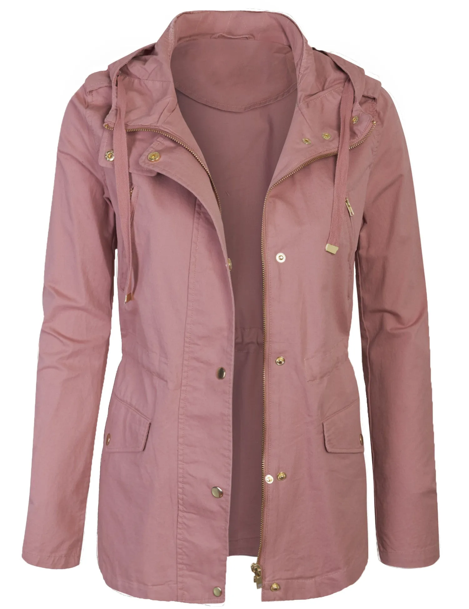 Womens Zip Up Military Anorak Safari Jacket with Hoodie