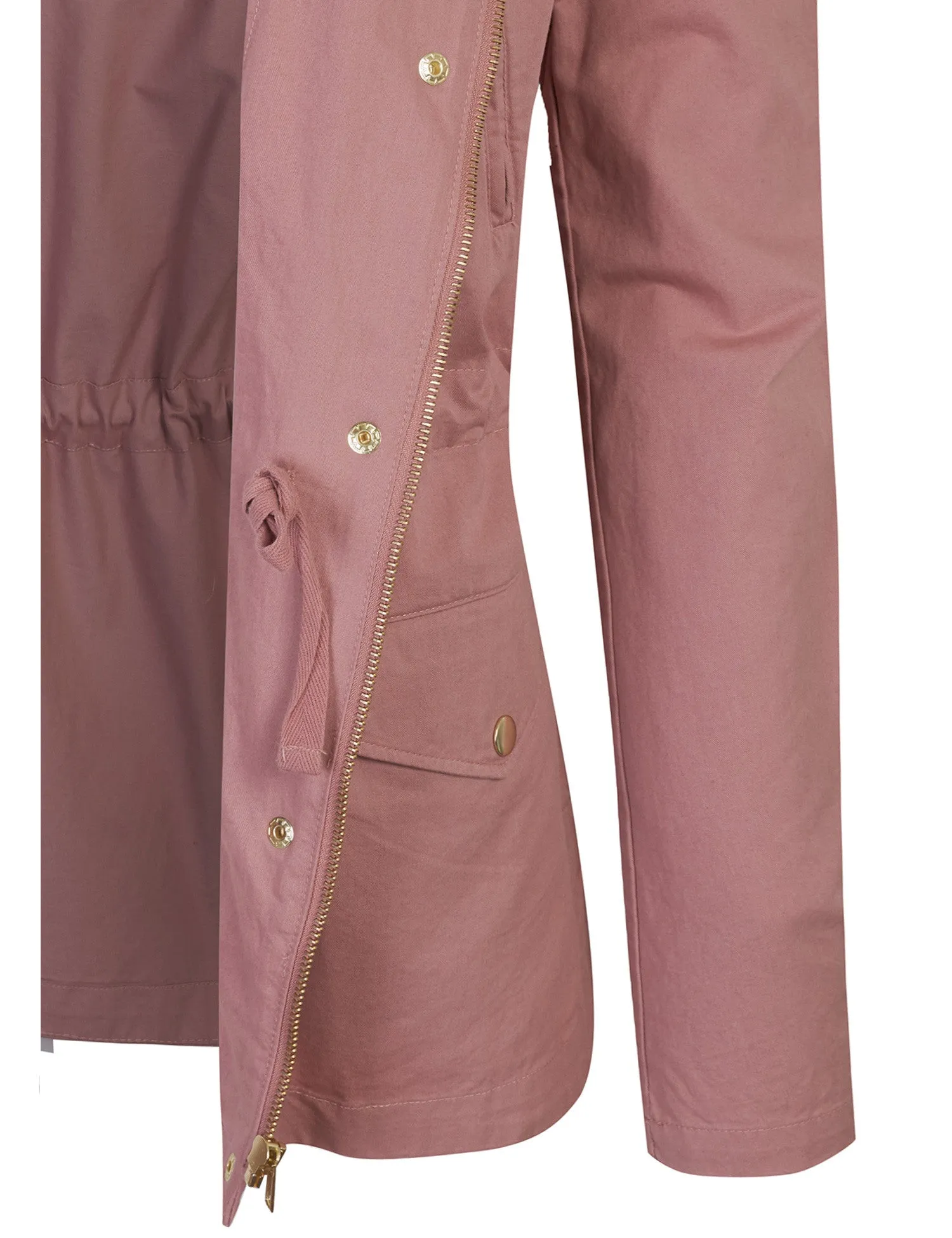 Womens Zip Up Military Anorak Safari Jacket with Hoodie