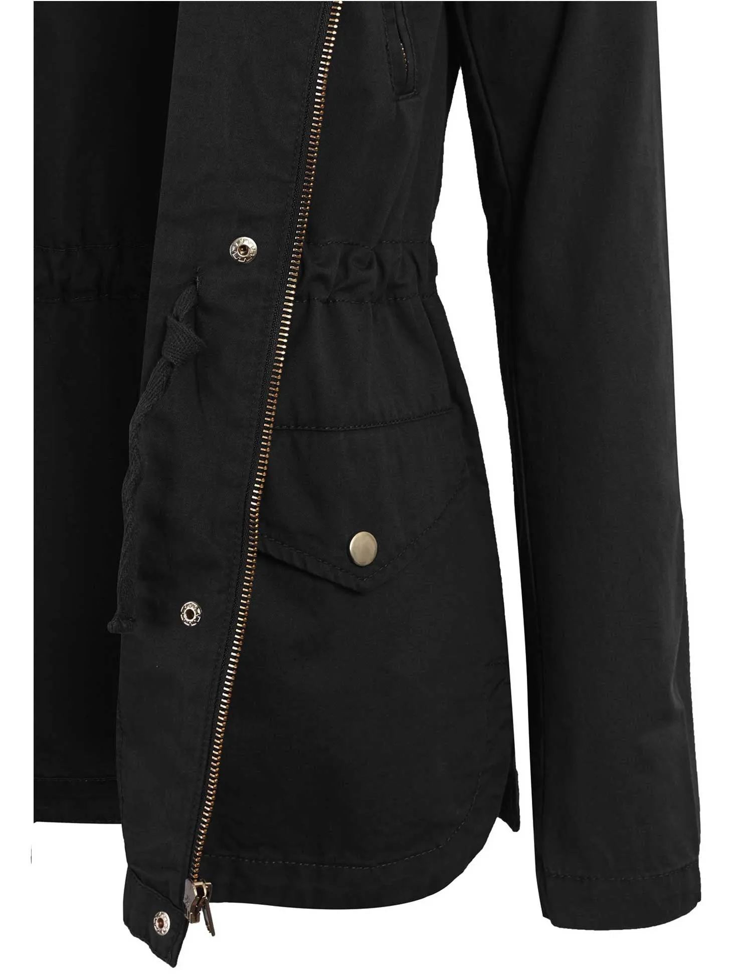 Womens Zip Up Military Anorak Safari Jacket with Hoodie