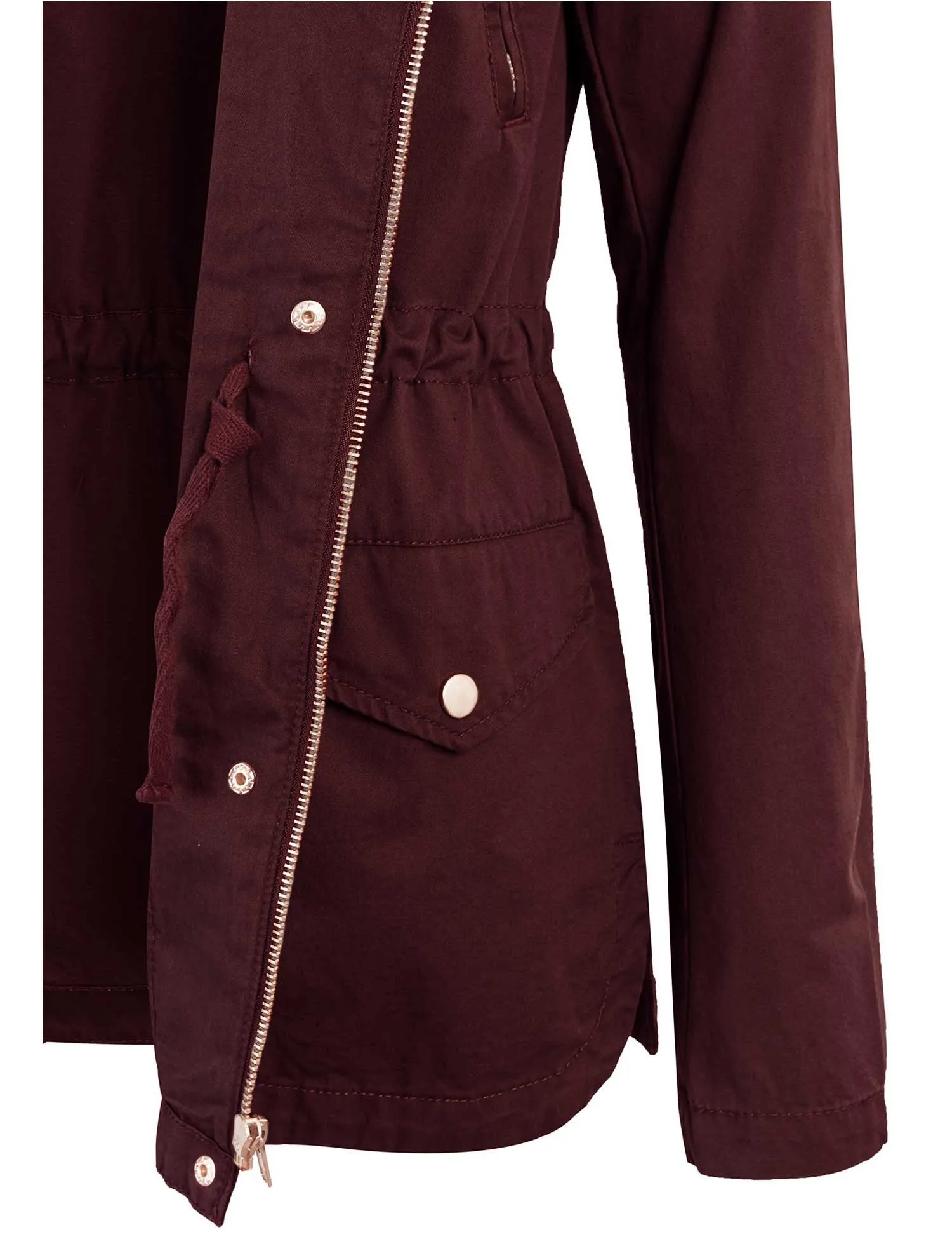 Womens Zip Up Military Anorak Safari Jacket with Hoodie