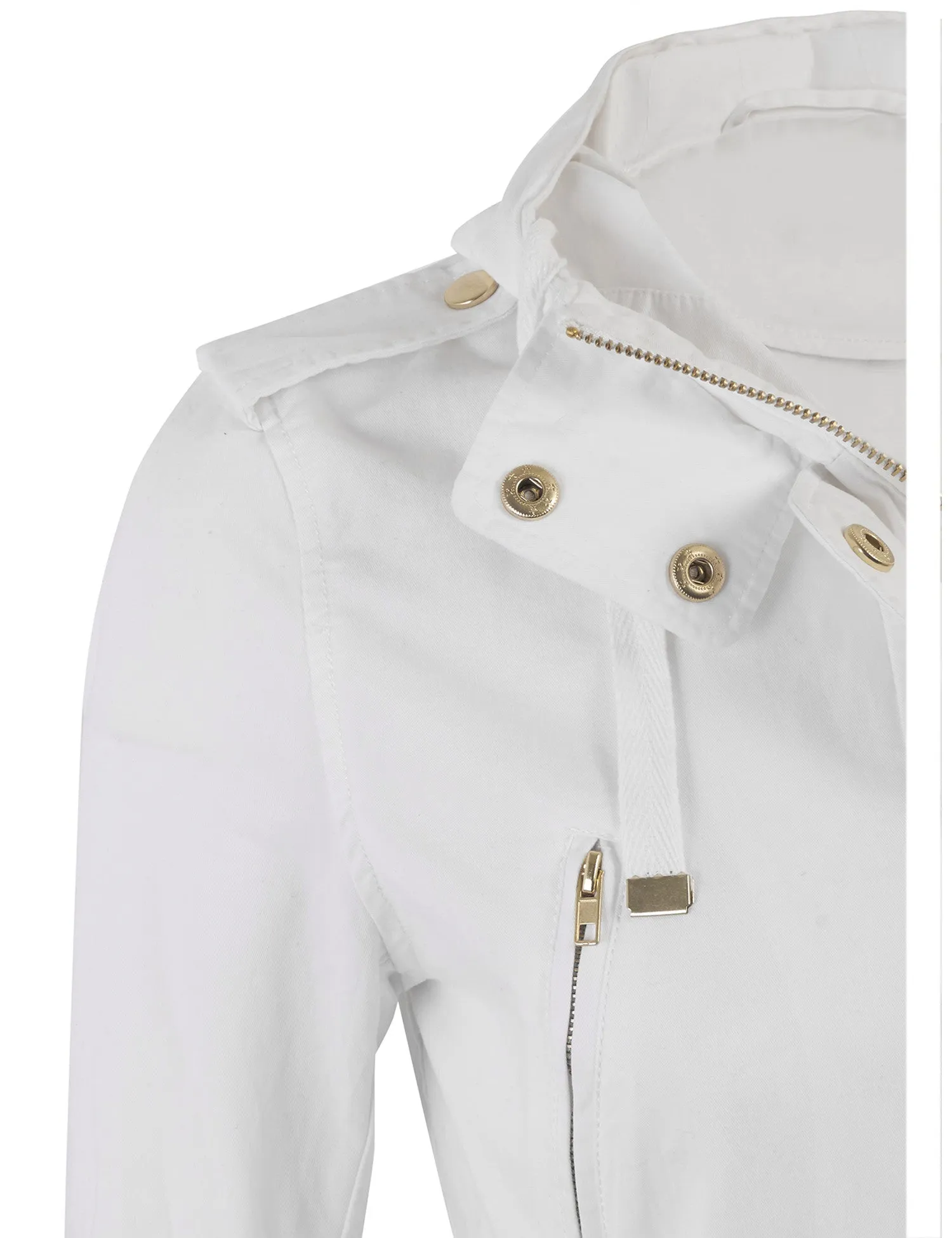 Womens Zip Up Military Anorak Safari Jacket with Hoodie